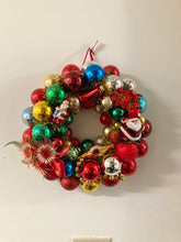 Load image into Gallery viewer, Vintage Ornament Wreath • Poinsettia corsage &amp; Santa
