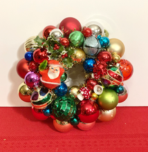 Load image into Gallery viewer, Small Ornament Wreath • Santa with Bottle brush tree
