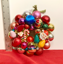 Load image into Gallery viewer, Small Ornament Wreath • Santas and Candy Cane
