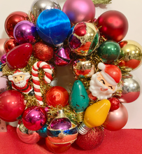 Load image into Gallery viewer, Small Ornament Wreath • Santas and Candy Cane
